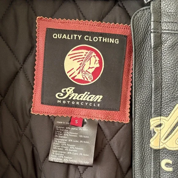 Indian Motorcycle Black and Red Leather Jacket - Picture 2 of 3
